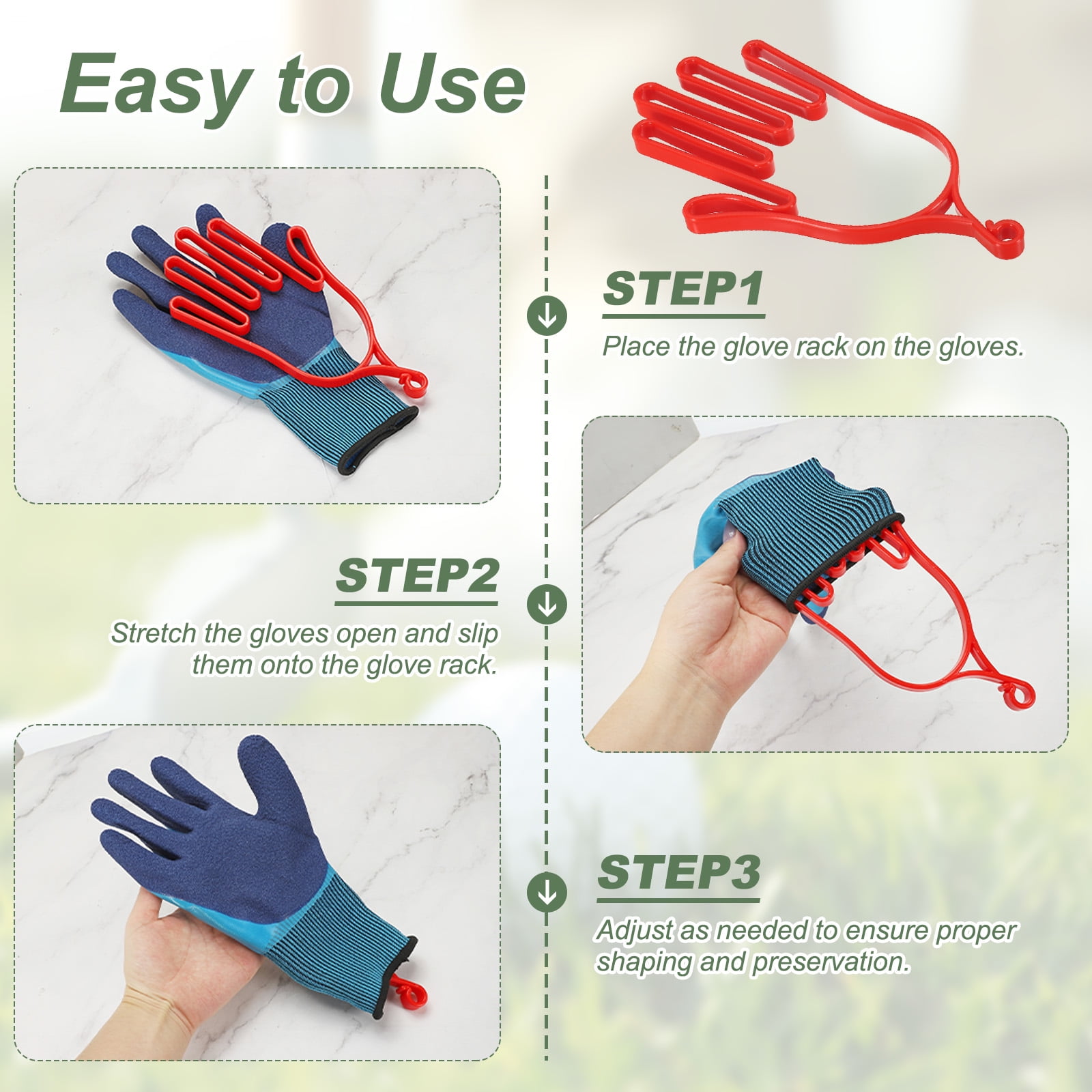 Uxcell Golf Gloves Stretcher, 6 Pcs Plastic Keeper Support Rack Holder Dryer Hanger Frame with Hanging Hooks for Men Women Sports Gloves Maintenance, Pink