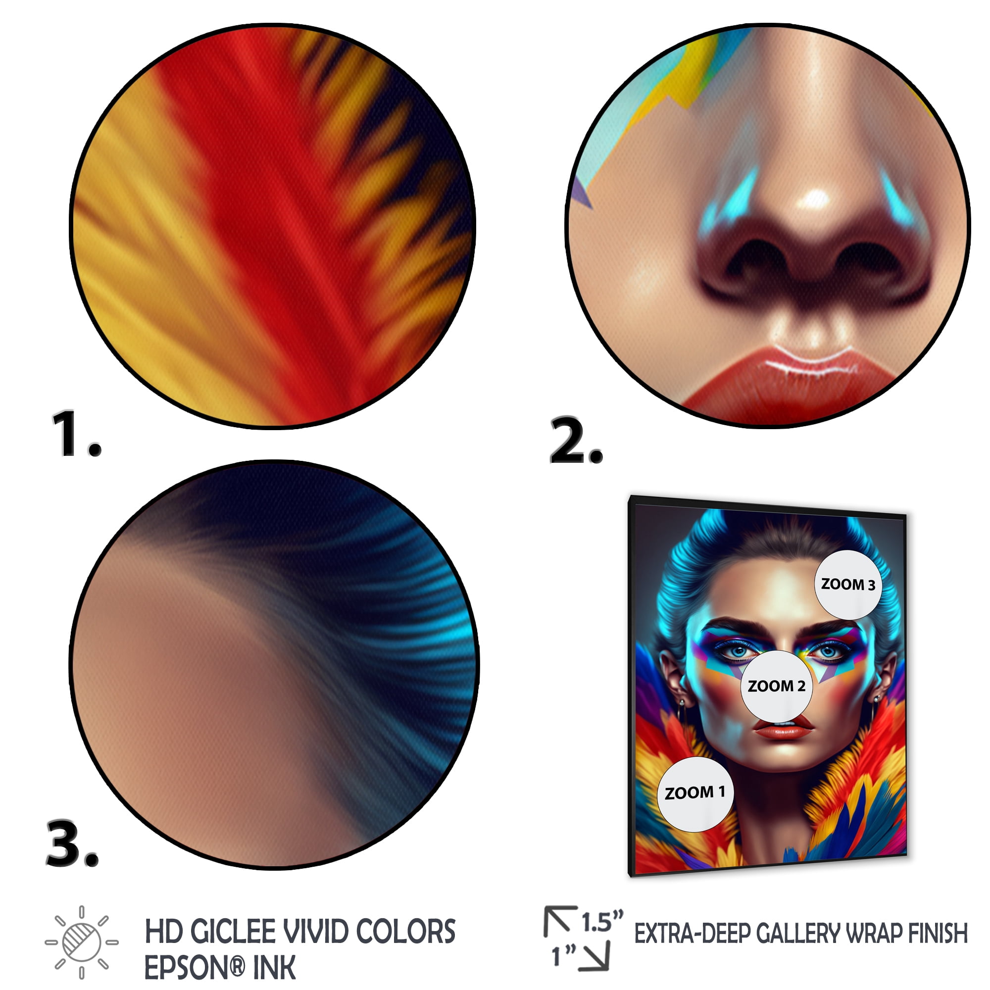 Designart Colorful Sensual Woman In Fur Coat III Framed Wall Art