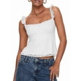 thumbnail image 2 of Women Lace Babydoll Tank Top Cap Sleeve See Throught Y2k Summer Going Out Crop Tops White L, 2 of 8