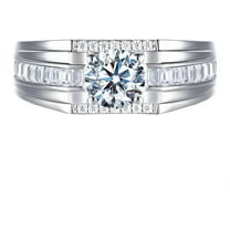 Men's 2ct Moissanite Solitaire Wedding Band - 925 Sterling Silver, D Color, VVS1 Clarity, Sizes 7-14