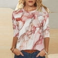 thumbnail image 2 of Tops de Manga 3/4 para Mujeres Impreso Cuello Redondo Top de Moda Casual para el Hogar Y el Uso Diario, 2 of 5