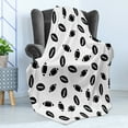 thumbnail image 4 of American Football Soft Flannel Fleece Throw Blanket, Monochrome Pattern Rugby Balls US Culture Sports Play, Cozy Plush for Indoor and Outdoor Use, 50" x 60", Black White, by Ambesonne, 4 of 5