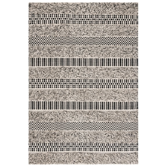 SAFAVIEH Natura Nadia Geometric Cotton Area Rug, Black/Ivory, 5' x 8'