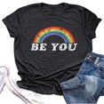 thumbnail image 1 of Camisa de arcoíris para mujer, camisa de orgullo, camisetas con gráficos de arcoíris, camisetas informales con estampado de letras, camisetas de manga cortaXXL, 1 of 5