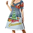 thumbnail image 3 of Vestido de manga corta con estampado de gaviotas, vestido de verano, vestidos de diario, estilo coreano, atuendo para festivales, vestido para mujer, 3 of 7