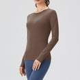 thumbnail image 6 of HUKOEMPN T Shirts for Women Long Sleeve Undershirts Tops Round Neck Slim Fit Baselayer Soft Thermal Underwear Light Thermal Long Sleeve Women Brown, 6 of 7