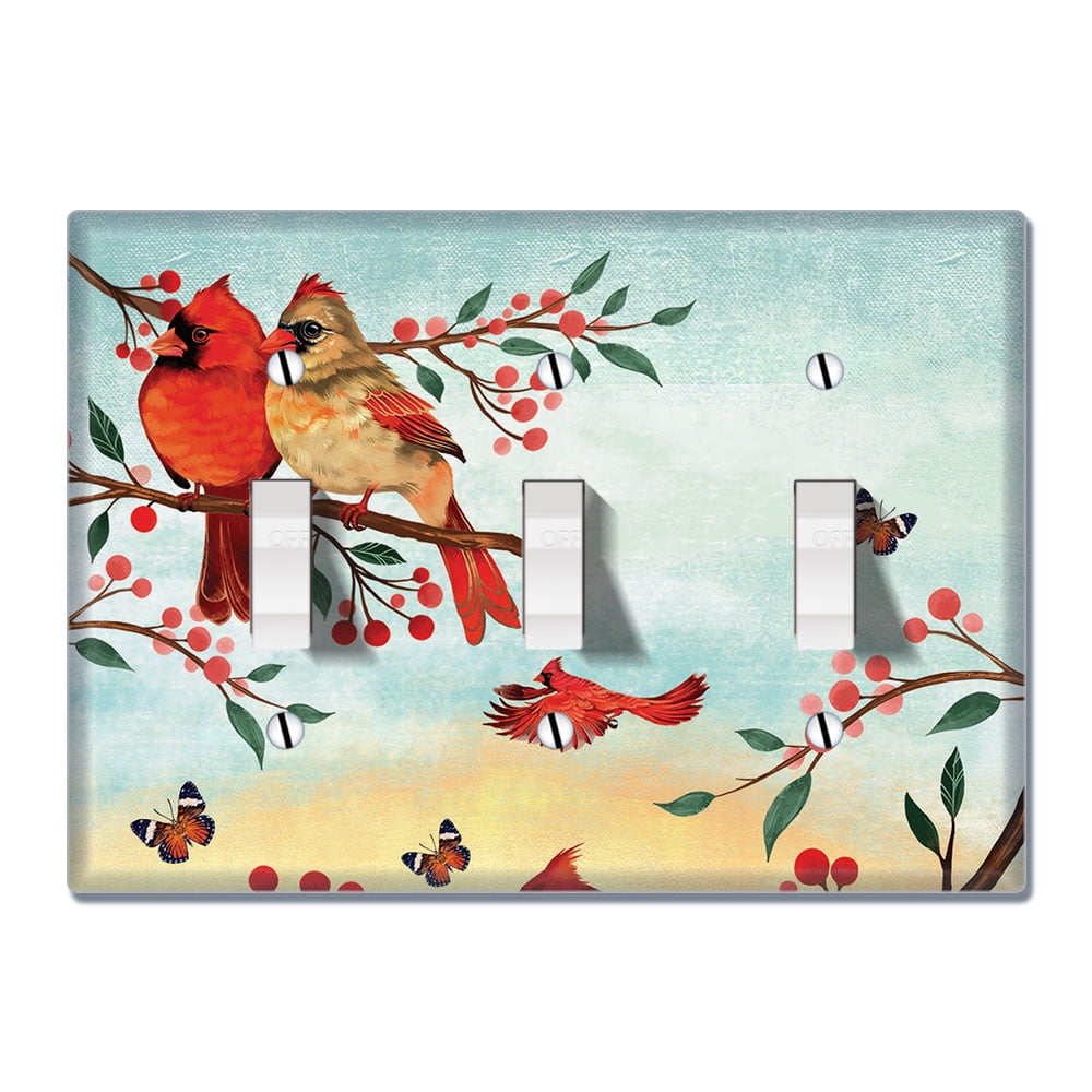 Wirester 3 Gang Toggle Wall Plate Switch Plate Cover Red Cardinal Birds Walmart Com Walmart Com