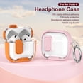 thumbnail image 3 of ELEHOLD Clear Case For Airpods 4th Gen,Shockproof Slim Automatic Snap Switch Stand Bracket Secure Lock Charging Case with Metal Keychain For Airpods 4th Gen,Gold, 3 of 11