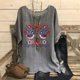 thumbnail image 2 of Camiseta de Mujer Camiseta de Manga Corta Impresión Casual Raglan Suelto de Lino Top Blusas, Cuello de la Tripulación, 2 of 4