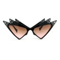 thumbnail image 2 of Sparkling Show Girl Silver Foil Bling Glitz Triangle Cat Eye Plastic Sunglasses Black - Brown Pink, 2 of 4