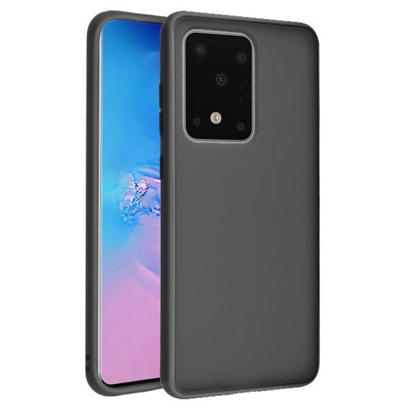 Samsung Galaxy S20 ULTRA (6.9") Phone Case Hybrid Rubber Silicone TPU Gel Protector Bumper Shell Heavy Duty Armor Shockproof [Semi-Transparent] Smoke Frosted BLACK Cover for Samsung Galaxy S20 Ultra