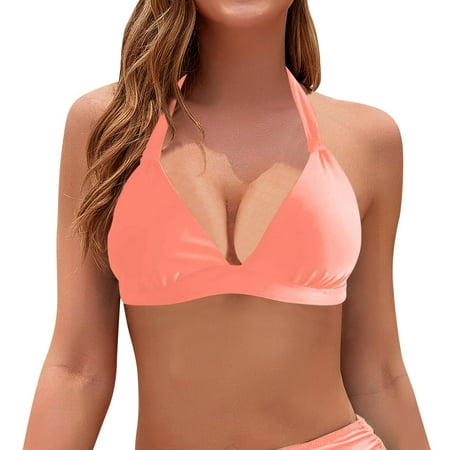 Women s Push-Up Bikini Top  Sporty Swimwear Bra for Active Beach Days Pink XXL