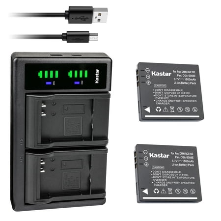 Kastar 2-Pack Battery and LTD2 USB Charger Replacement for Panasonic Lumix DMC-FX55K DMC-FX55P DMC-FX55S Lumix DMC-FX500 DMC-FX500EB-S DMC-FX500K DMC-FX500S Lumix DMC-FX520 DMC-FX520GK HM-TA1