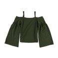 thumbnail image 1 of bar III Womens Textured Off the Shoulder Blouse, Green, Small, 1 of 2