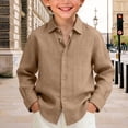 thumbnail image 2 of Ruyang Black Dress Shirt for Boys Button Up Shirts Kids Long Sleeve School Formal Tops Lapel Plain Tee, 2 of 4