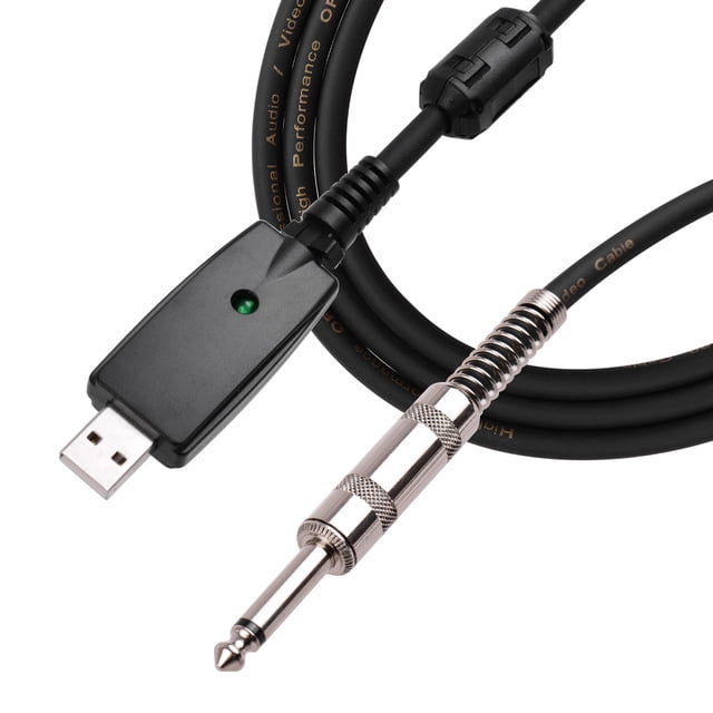 USB Guitar Audio Cable USB Male Interface to 6.35mm 1/4inch Mono Electric Guitar Connection Cable Professional Guitar to PC USB Link Recording Cable Compatible with Windows