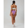 thumbnail image 4 of Women'S Large Size Cotton Half-Cover Hip High Waist Solid Color High Slit Briefs Purple XL, 4 of 9