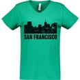 thumbnail image 3 of Inktastic San Francisco Skyline with Grunge Women's V-Neck T-Shirt, 3 of 5