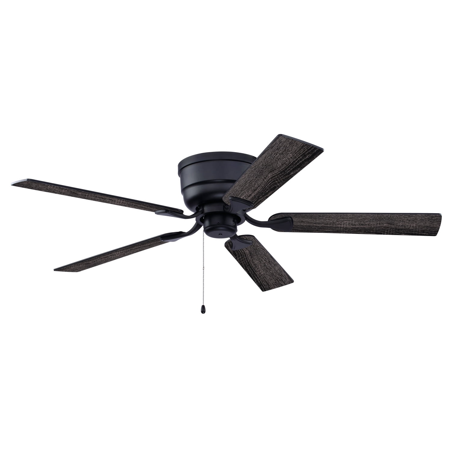 Cromwell 52-in Matte Black Flush Mount Hugger Ceiling Fan with Light Kit, Remote plus Quick Install