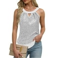 thumbnail image 2 of AGWOLF Sequin Halter Tops for Women Sleeveless Sparkly Shiny Tank Tops Concert Glitter Outfits Shimmer Party Club Cocktail Vest Disco Top, 2 of 9