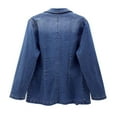 thumbnail image 7 of Women's Lightweight Denim Jacket Solid Color Long Sleeve Blazers Slim Fit Casual Fashion 2025, 7 of 7