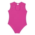 thumbnail image 6 of DPOIS Kids Girls Shiny Gymnastics Leotard Sleeveless Bodysuit Hot Pink 4, 6 of 7
