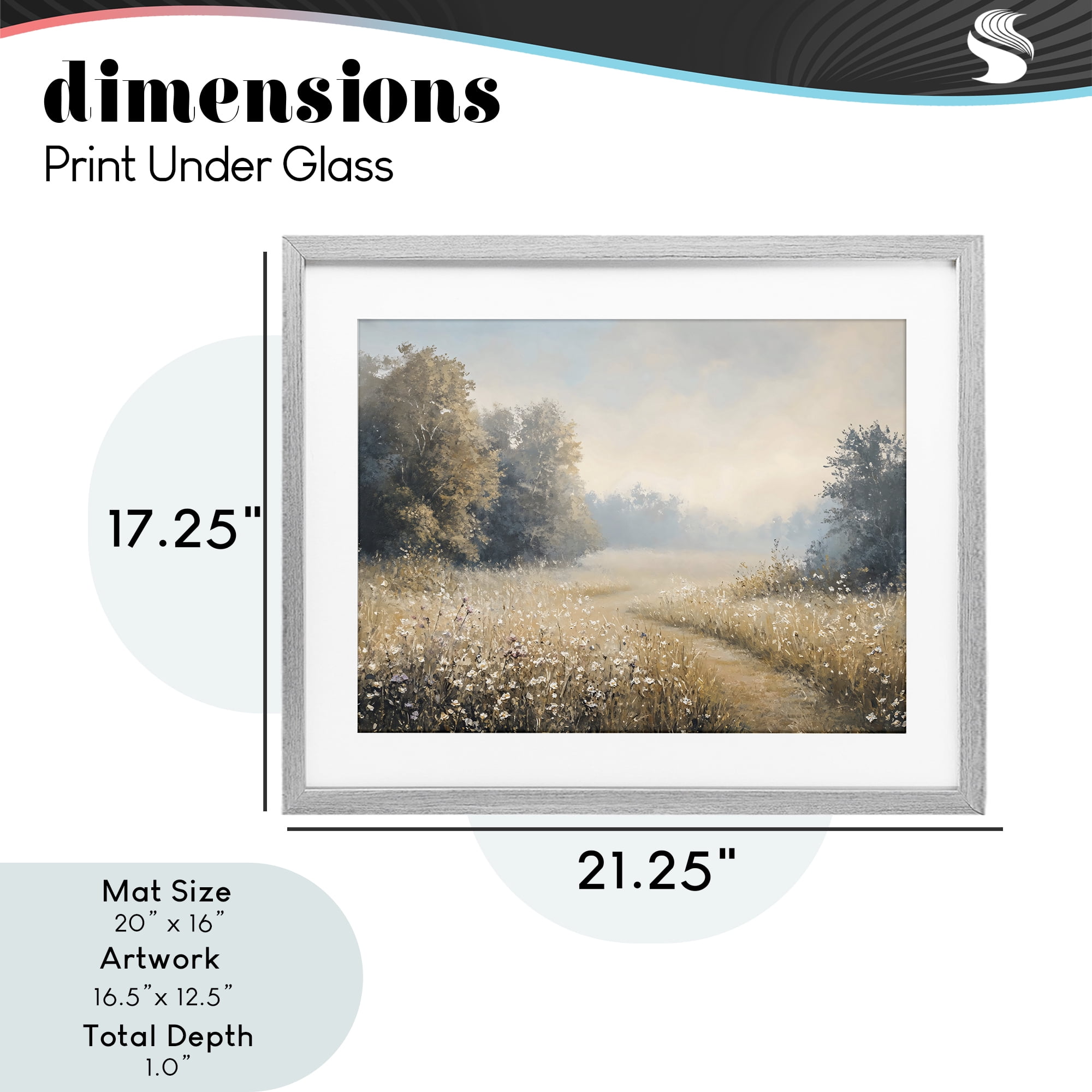 Stupell Industries Wandering Wildflower Path at Dawn Gray Framed Print Under Glass, design by Creative Studio