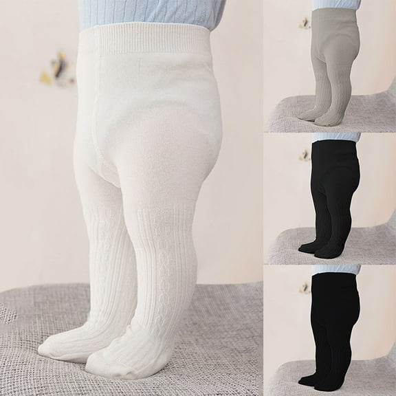 Generic Baby Girls' Solid Color Leggings Hosiery Toddler Kids Baby Girls Plush Cotton Solid Warm Leggings Pantyhose Stretchy Basic Full Length Pants Socks Pantihose For Winter