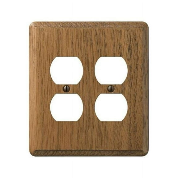 901DD Contemporary Wood 2 Duplex Wall Plate  Medium Oak