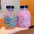 thumbnail image 4 of Riguas 1 Bottle Hair Ties 1000 Pcs Multi Colors Disposable Mini Hair Rings Children Girls Rubber Bands Sweet Color Elastic Large Quantity Hair Bands with Storage Bottle, 4 of 6