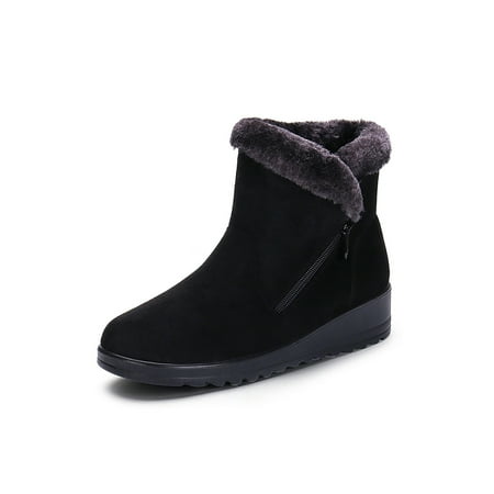 

Rotosw Ladies Snow Boots Slip On Winter Shoes Zipper Ankle Boot Lightweight Plush Lining Warm Casual Shoe Cold Weather Breathable Black 7.5
