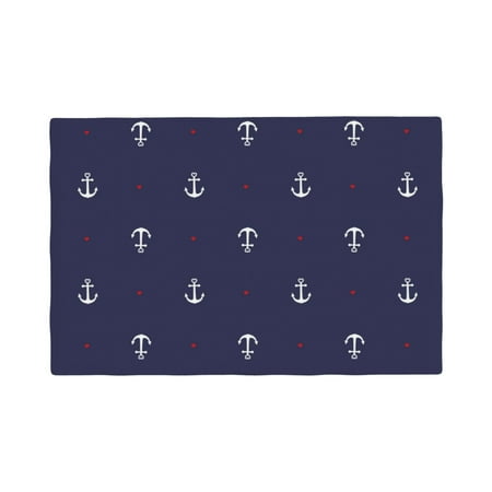 

Table Placemats Set of 6 - Anchor Heart Blue 12x18 In Faux Linen Double Heat Resistant Place Mats Cloth Indoor/Outdoor Placemats Washable Table Mats for Dining Kitchen Party