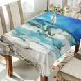 thumbnail image 3 of Coolnut Outdoor & Indoor Rectangle Tablecloth,Golden and Blue Marble Texture Dinner Table Cover for Patio, Picnic, Holiday Party 60x60In, 3 of 7