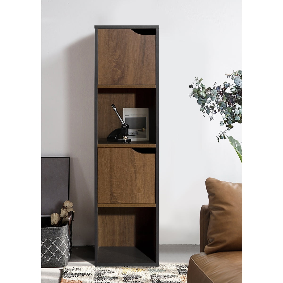 Kepooman 4-Shelf Modern Bookshelf, Open Bookcase with Storage Shelves, Floor Standing Unit, Brown Kepooman 4-Shelf Modern Bookshelf, Open Bookcase with Storage Shelves, Floor Standing Unit, Brown