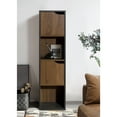 thumbnail image 2 of Canddidliike 47"H Bookshelf with Doors, 4 Tier Rustic Wood Display Storage Shelves for Living Room, Bedroom - Brown, 2 of 10