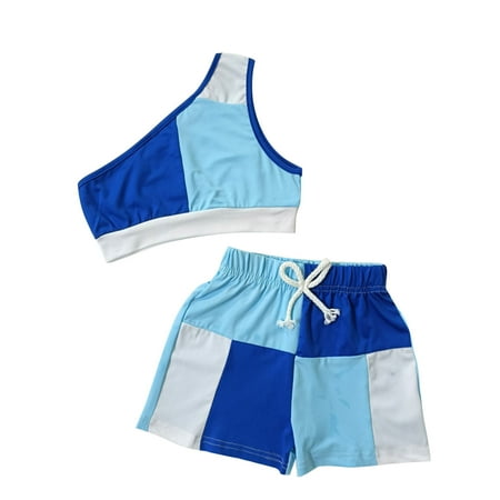 

Rovga Toddler Girls Clothing Kids Baby Children Girls Patchwork Summer Sleeveless Tshirt Shorts Tops Pants Sets Outfits Clothes