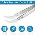 thumbnail image 3 of 6 Pcs Precision Reverse Ceramic Tweezers Set, Non-Conductive Heat-resistant Electronics Soldering Tweezers Anti-Magnetic Pointed & Curved Tips Tweezers for Solder, Pinching Coils (Silver), 3 of 13