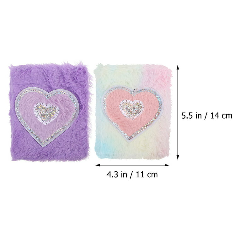2pcs Plush Diary Book Daily Use Girl Diary Journal Book for Writing and Drawing, Size: 15x12x4CM