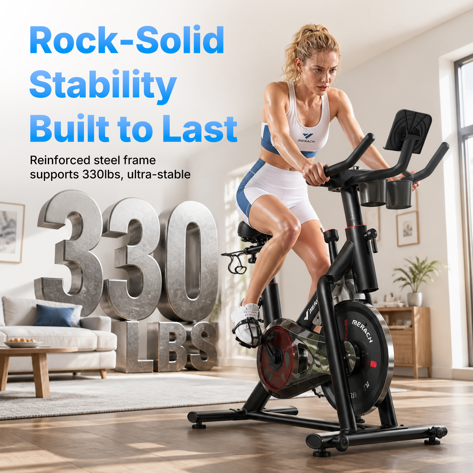 MERACH Magnetic Exercise Bike 330lbs Capacity Quiet photo 4