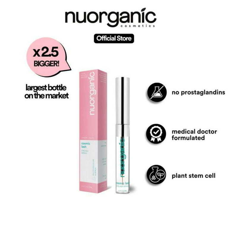 Nuorganic Eyelash Serum, Nourishing Lash & Brow, Lashes and Brows Look Longer, Nourishing and Conditioning Formula Clear 0.3 Fl Oz (8Ml)