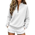 thumbnail image 4 of JFGHDG Women Half Zip Oversized Sweatshirts Long Sleeve Solid Color Drop Shoulder Fleece Workout Pullover White L, 4 of 8