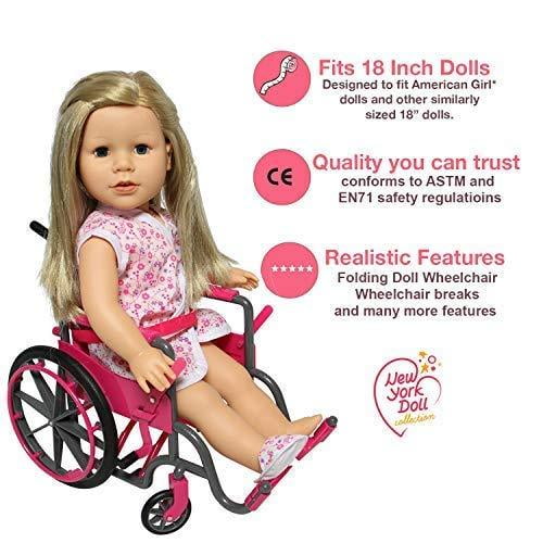 Doll Wheelchair Set with Accessories for 18 Inch Dolls Like American Girl  Dolls + Bonus Accessories 