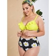 thumbnail image 3 of Tallas grandes Lazo de volante Push Up Flower Bikini Bikini de alta altura Rosegal Camisetas sin mangas de talla grande, 3 of 5
