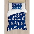 thumbnail image 3 of Shark Duvet Cover Set Queen Size, Shark Pattern with Various Gestures Have A Bite Danger Humor Nautical Design, Decorative 3 Piece Bedding Set with 2 Pillow Shams, Violet Blue White, by Ambesonne, 3 of 3