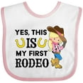 thumbnail image 3 of Inktastic Yes, This is My First Rodeo- Cowgirl in Hat and Boots Girls Baby Bib, 3 of 4