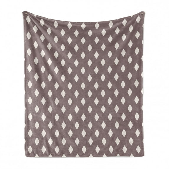 Geometric Soft Flannel Fleece Throw Blanket, Repeating Pattern of Ikat Style Nomadic Exotism of Rhombus Motifs, Cozy Plush for Indoor and Outdoor Use, 50" x 60", Mauve Taupe Off White, by Ambesonne