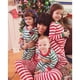 thumbnail image 3 of Conjunto de pijamas de rayas de Color de contraste de Navidad para niñas y niños, trajes de 2 piezas, ropa de casa para niños, traje suelto suave, ropa de dormir informal, 3 of 4