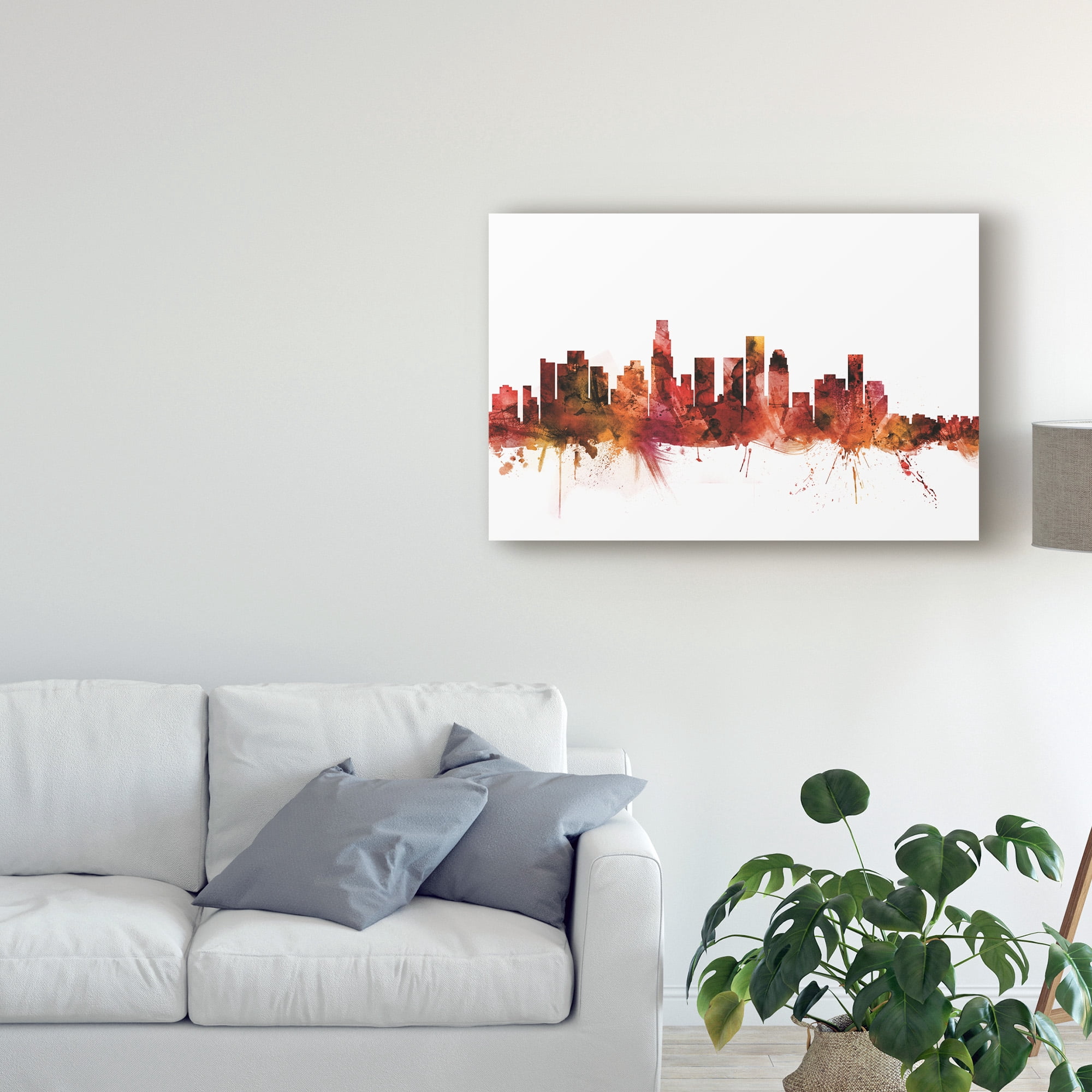 Trademark Fine Art 'Los Angeles California Skyline Red' Canvas Art by Michael Tompsett