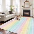 thumbnail image 2 of Colorful Striped Area Rugs 6'x9', Washable Small Throw Rugs for Kitchen Dining room, Farmhouse Vertical Striped Watercolor Indoor Outdoor Rug Non-Slip Low Pile Carpet Runner Reversible Floor Mats, 2 of 8