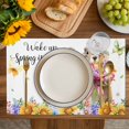thumbnail image 4 of Spring Groundhog Placemats Set of 4, Watercolor Sunflower Botanical Butterfly Placemats for Dining Table, Place Mats for Kitchen Tabletop, Waterproof Wipeable Dining Table Mats Set, 4 of 9